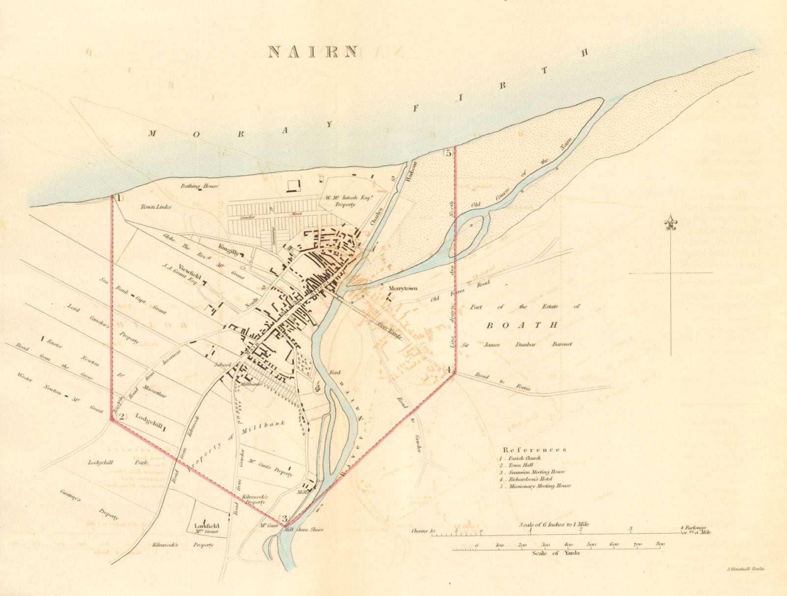 NAIRN borough/town plan for the REFORM ACT. Scotland. DAWSON 1832 old map